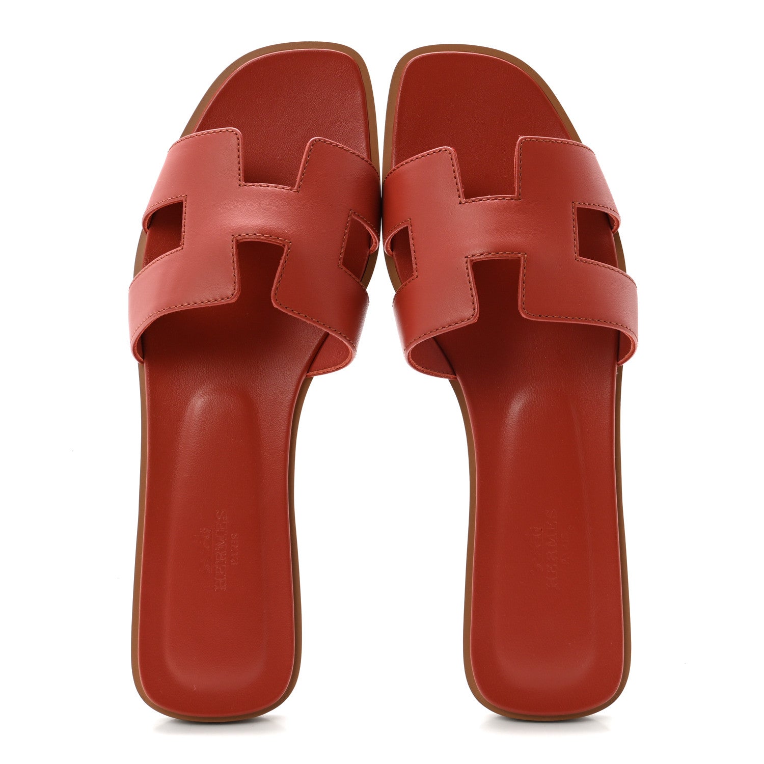 Hermes Calfskin Oran Oran Sandals 40 Orange Brulee 2 of 10