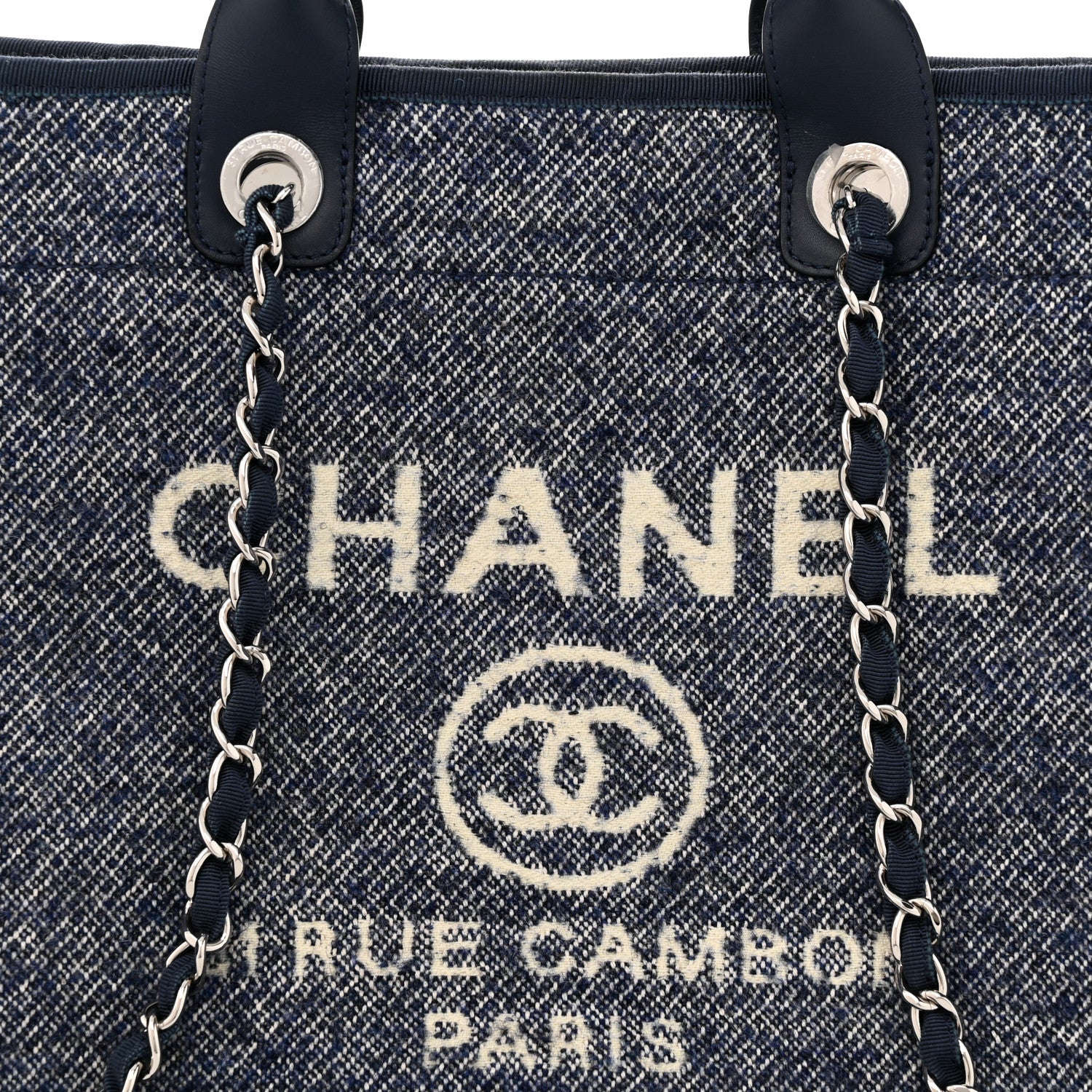 Chanel Mixed Fibers Calfskin Medium Deauville Tote Blue 8 of 11