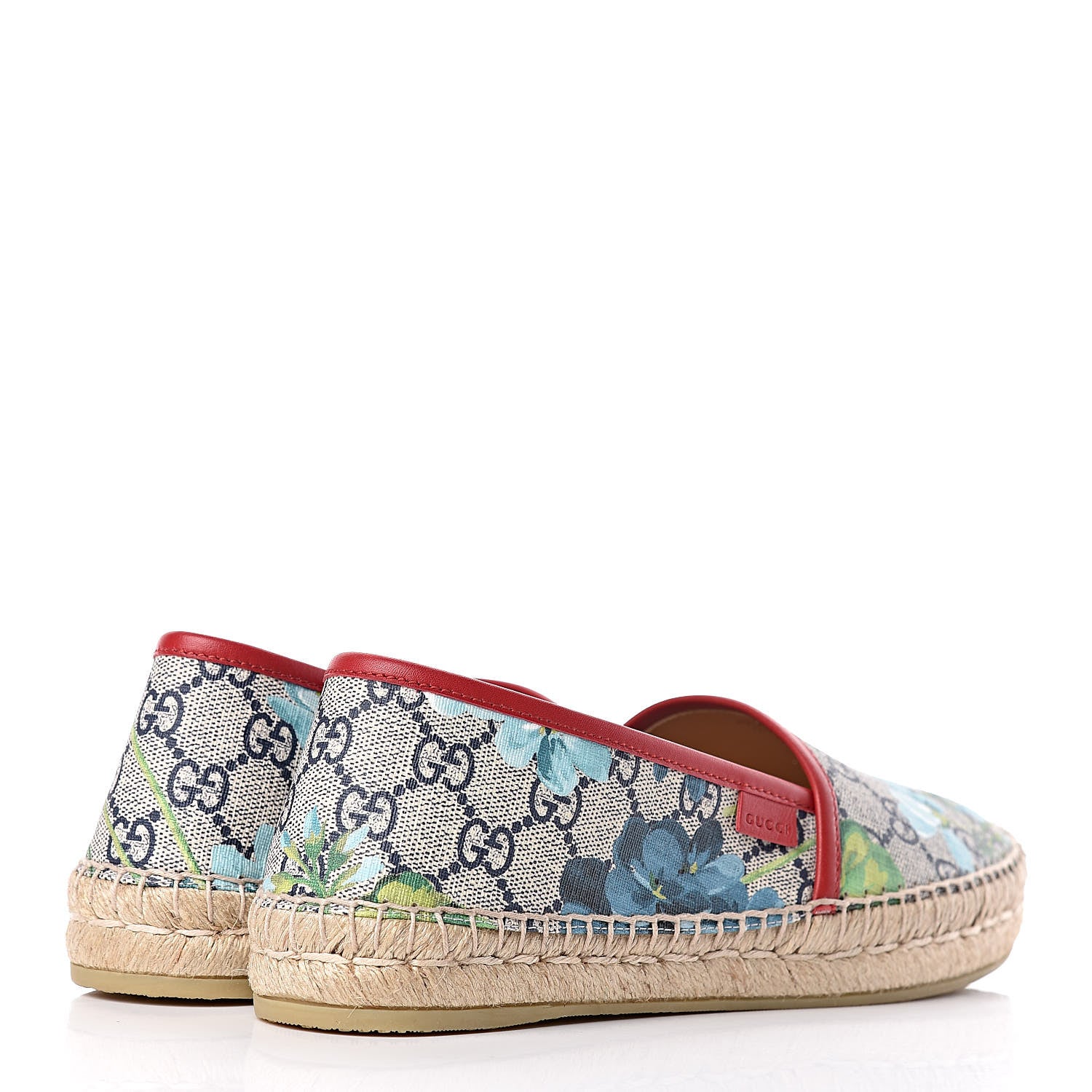 Gucci GG Supreme Monogram Blooms Espadrilles 38.5 Beige Blue Navy Hibiscus Red 4 of 10