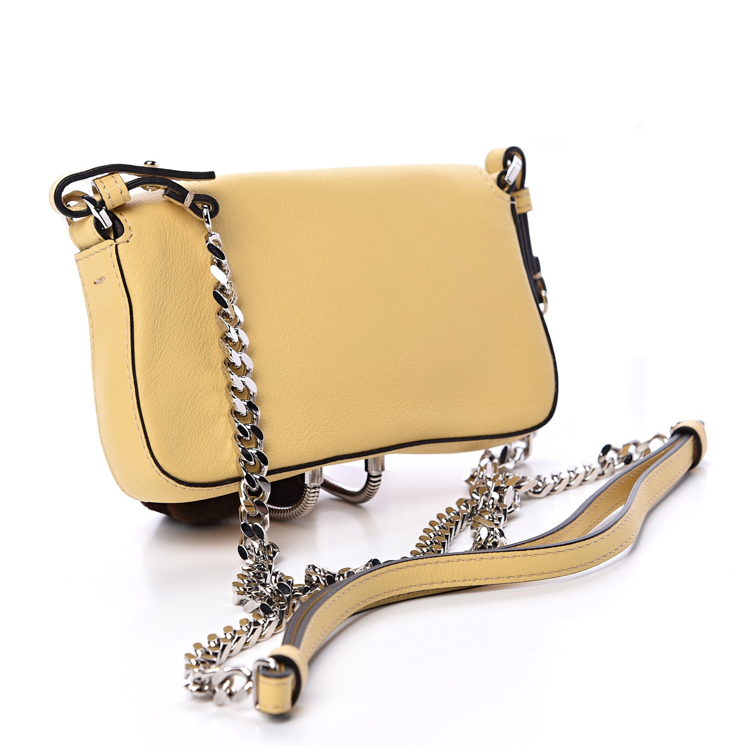 Fendi Calfskin Rabbit Fox Fur Hypnoteyes Micro Baguette Grano 2 of 9