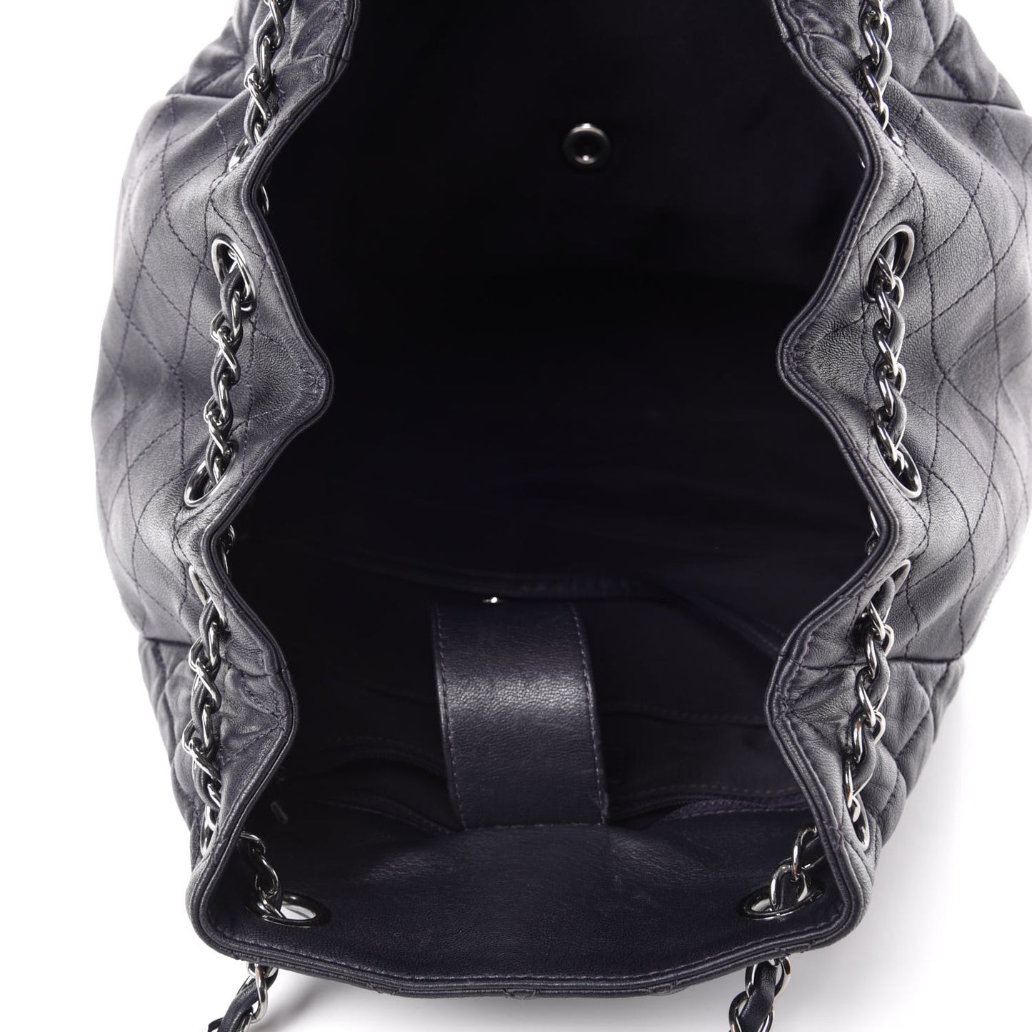 Lambskin Quilted Large Drawstring Shoulder Bag Purple