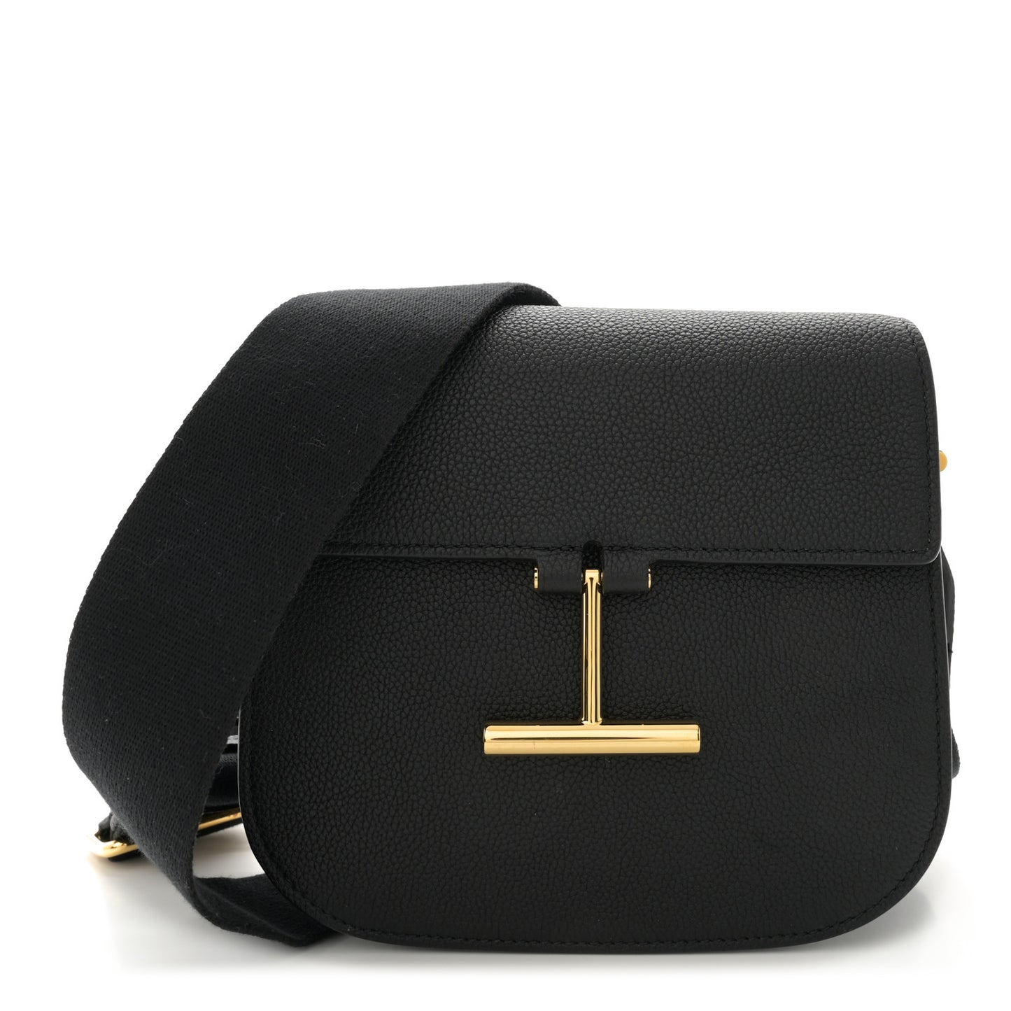 Grained Calfskin Mini T Clasp Tara Crossbody Bag Graphite