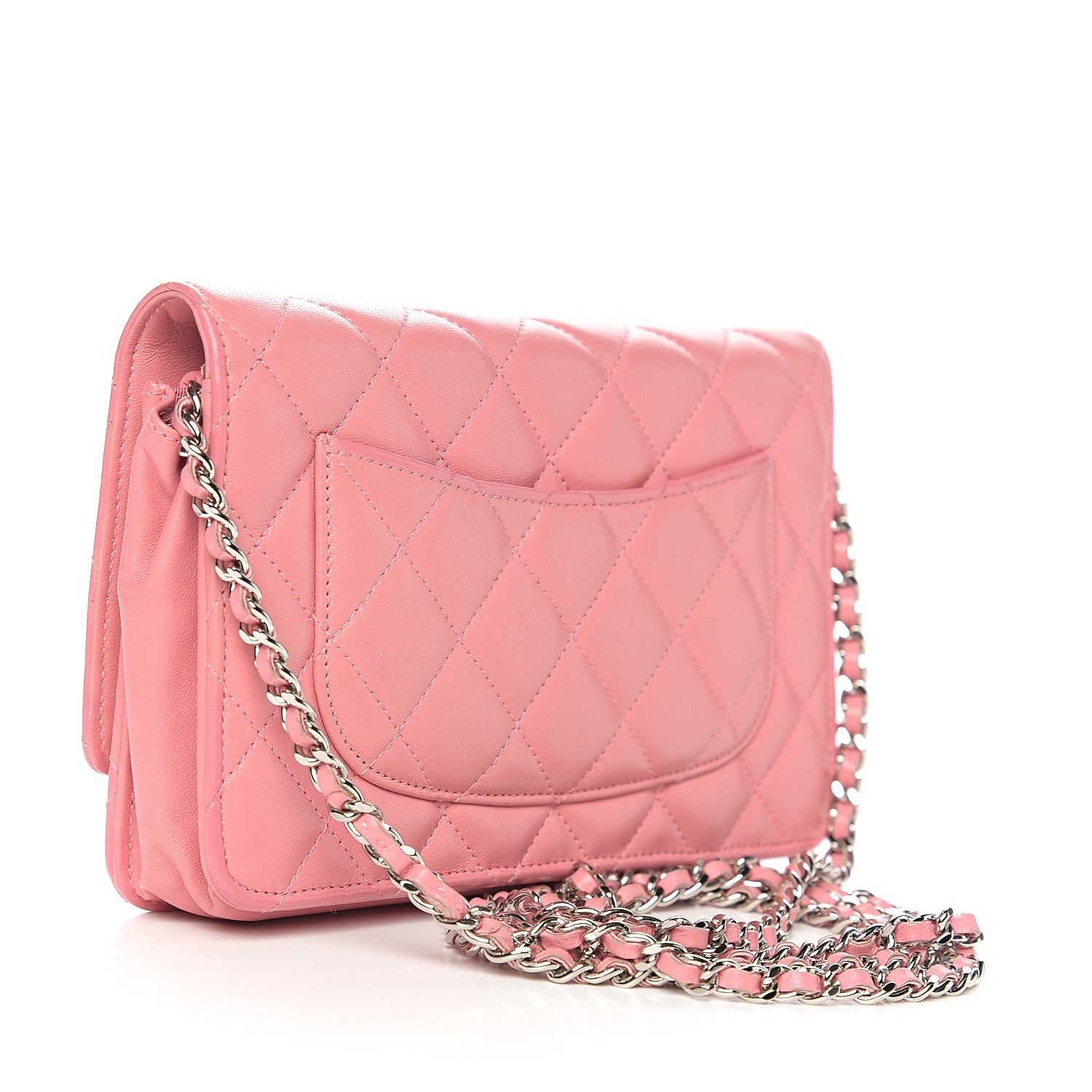 Chanel Lambskin Quilted Wallet On Chain WOC Pink 2 of 10