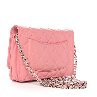 Chanel Lambskin Quilted Wallet On Chain WOC Pink 2 of 10