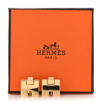 Hermes Rose Gold Lacquer Eileen Earrings White 5 of 5