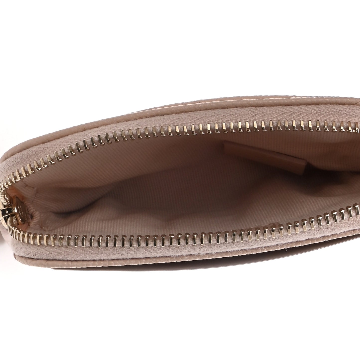 Caviar Quilted Zip Card Holder Wallet Light Beige
