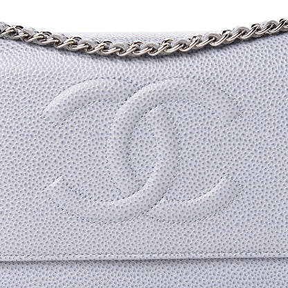 Chanel Caviar Timeless CC Wallet On Chain WOC Light Blue 12 of 12