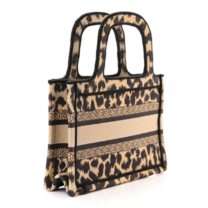 Christian Dior Canvas Mizza Embroidered Mini Leopard Book Tote Beige 3 of 10