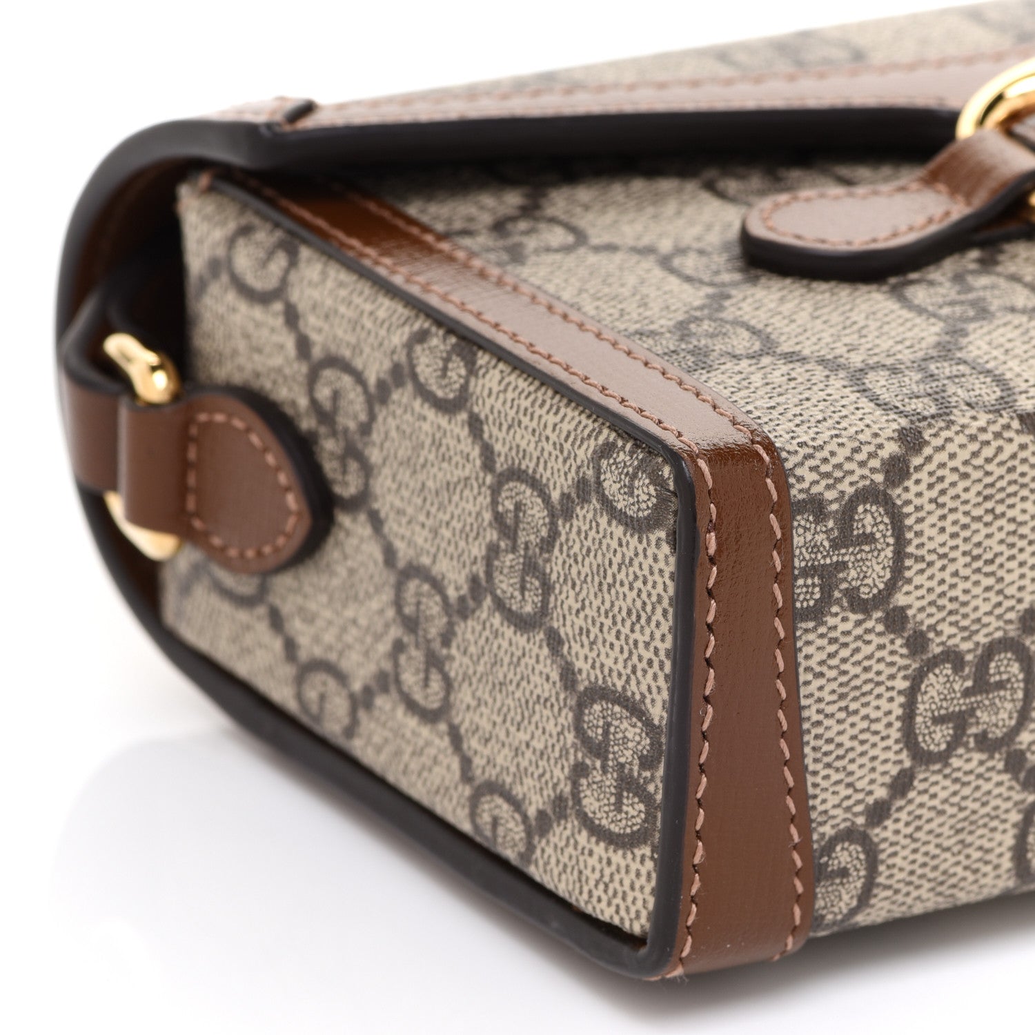 Gucci GG Supreme Monogram Mini Horsebit 1955 Shoulder Bag Beige Brown Sugar 8 of 10