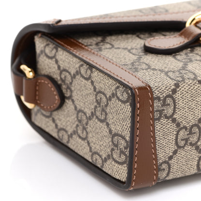 Gucci GG Supreme Monogram Mini Horsebit 1955 Shoulder Bag Beige Brown Sugar 8 of 10