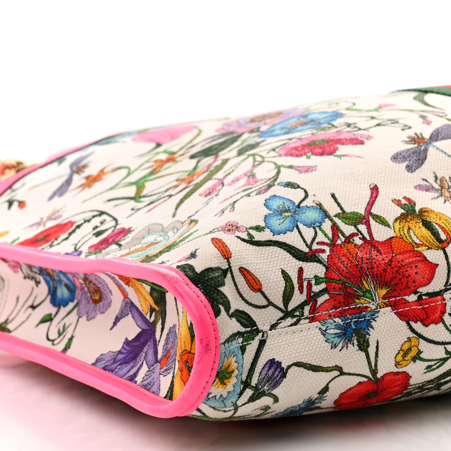 Gucci Canvas Flora Large Rajah Chain Tote White Multicolor Fuxia Fluo 11 of 16