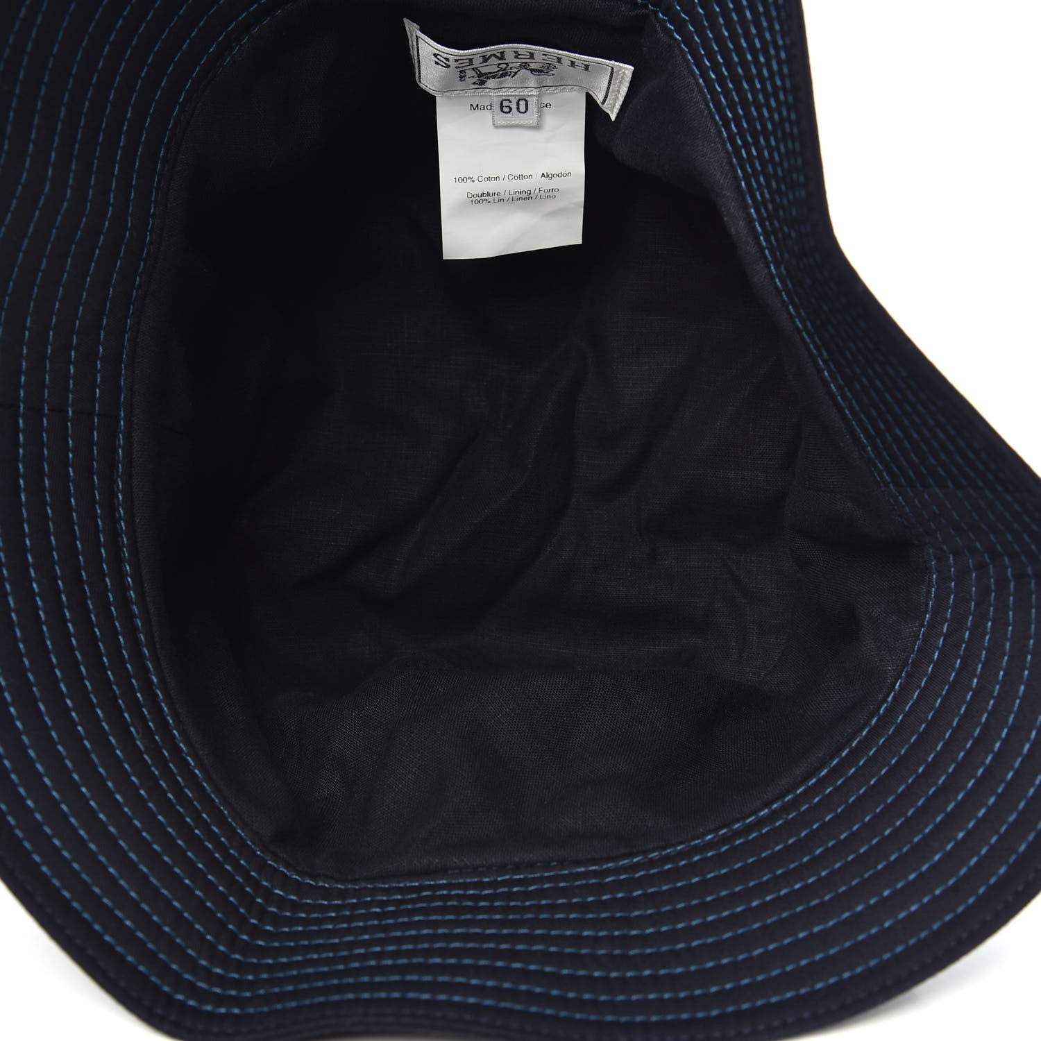Hermes Cotton Bucket Hat 60 Blue 4 of 4