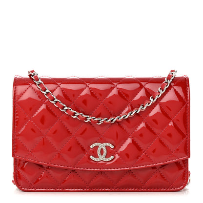 Chanel Patent Quilted Brilliant Wallet On Chain WOC Red 1 of 14