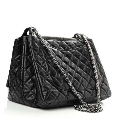 Chanel Metallic Aged Calfskin Quilted Reissue 2.55 Accordion Flap Black 3 of 10