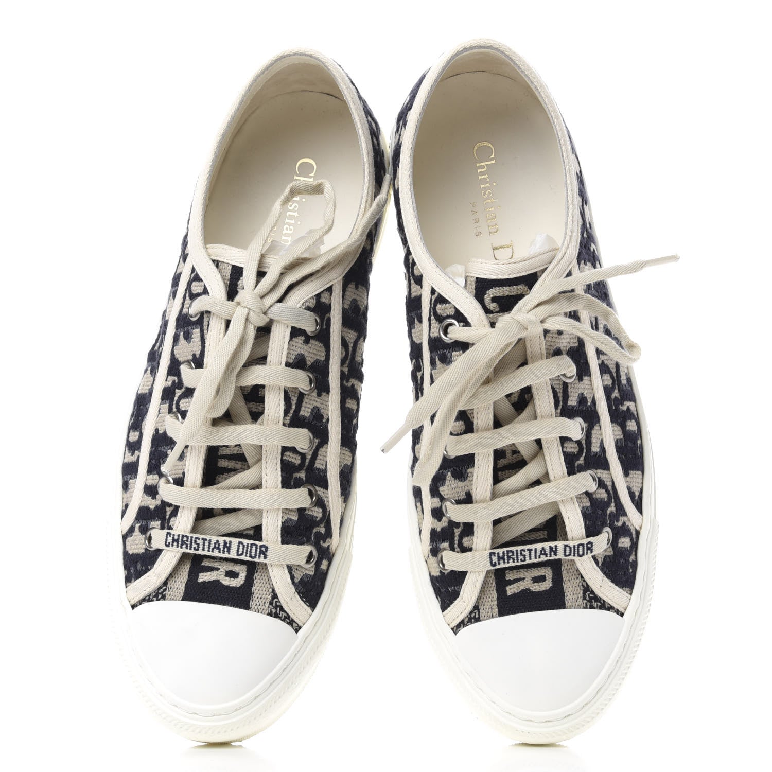 Christian Dior Canvas Oblique Walk'N'Dior Low Top Sneakers 40.5 Deep Blue 5 of 11