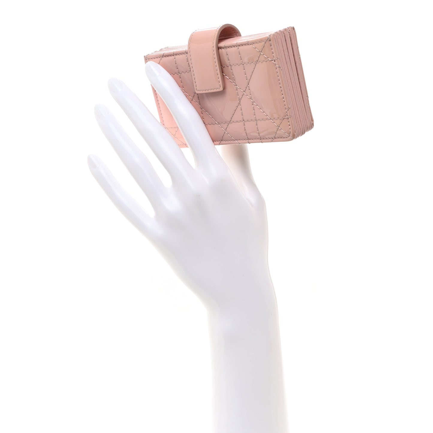 CHRISTIAN DIOR Patent Cannage Lady Dior 5-Gusset Card Holder Pink