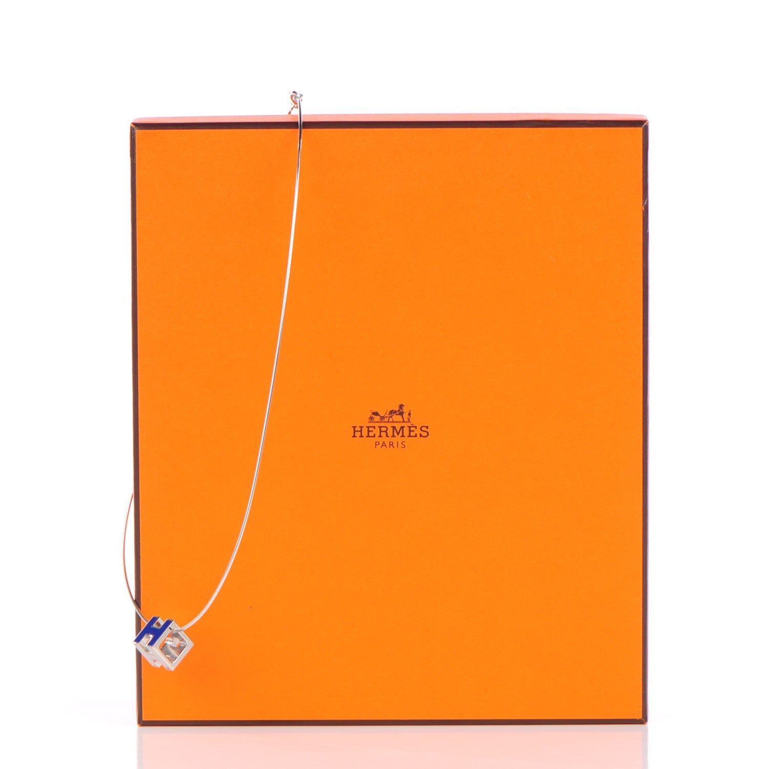 Hermes Palladium Laquer Cage d'H Necklace Royal Bleu 5 of 5