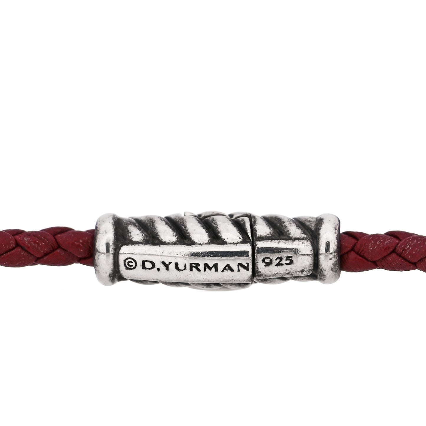 Sterling Silver Leather Cable Metro Bracelet Red