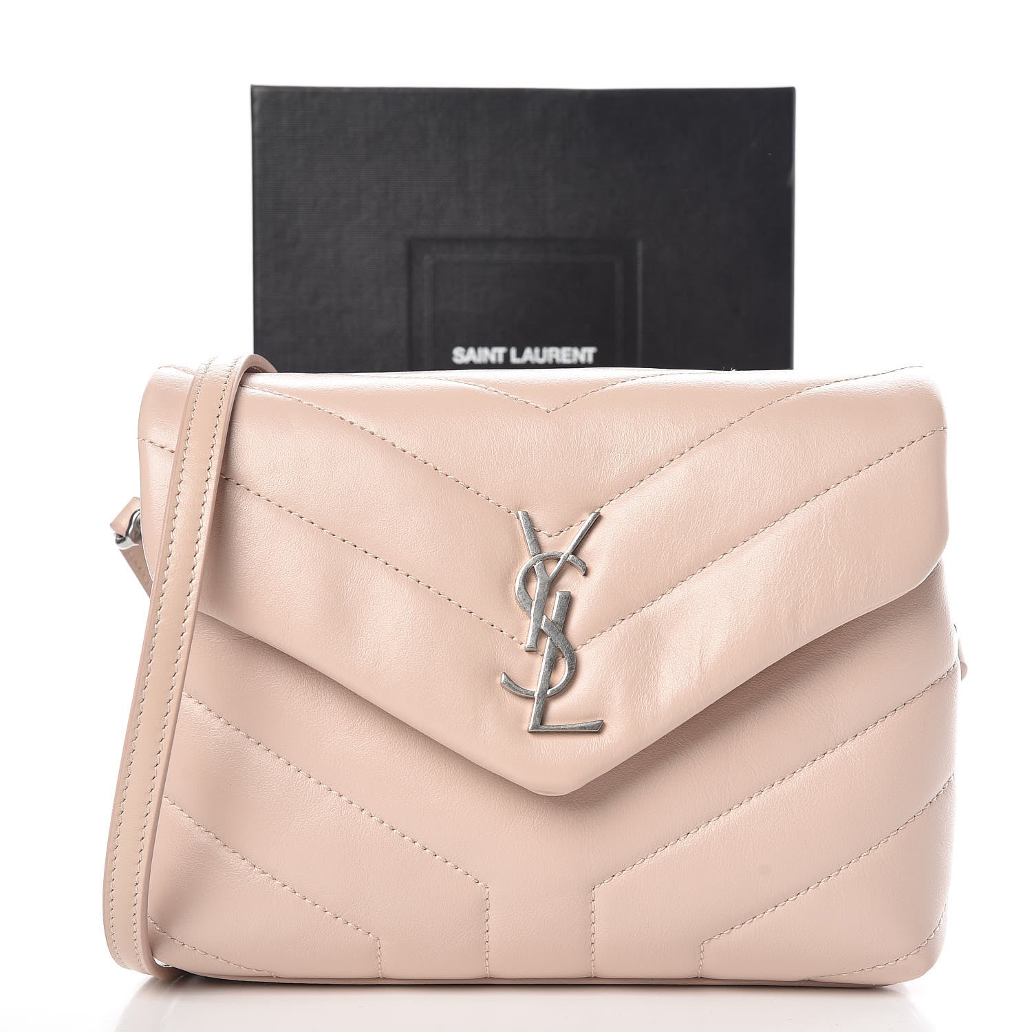 Saint Laurent Calfskin Y Quilted Monogram Toy Loulou Crossbody Bag Marble Pink 10 of 10