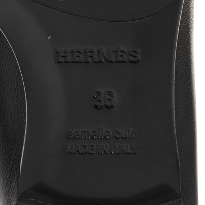 Hermes Goatskin Womens Royal Loafers 36 Black 6 of 8