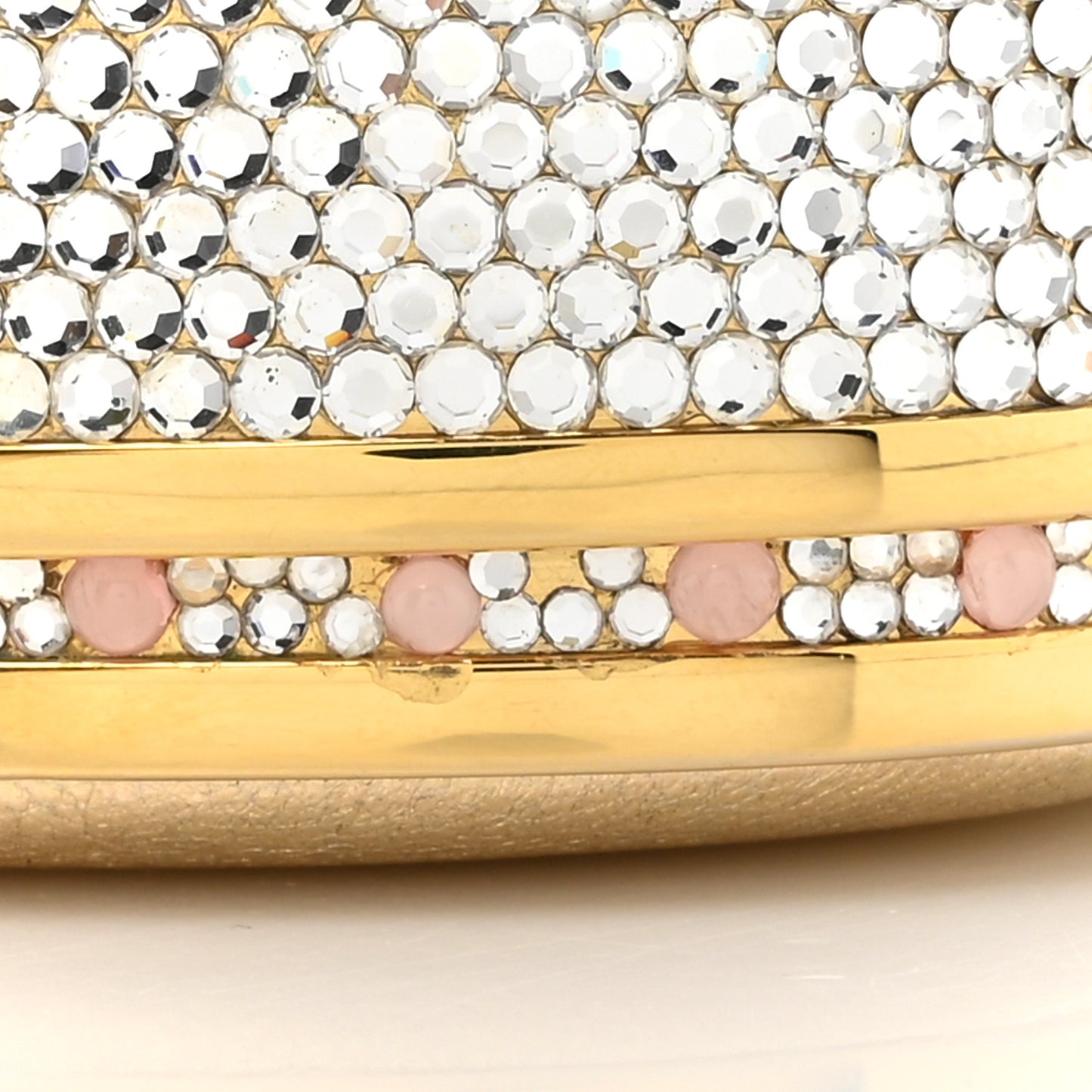 Swarovski Crystal Minaudiere Train Case Clutch Gold Silver