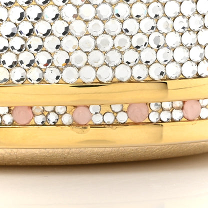 Judith Leiber Swarovski Crystal Minaudiere Train Case Clutch Gold Silver 15 of 15