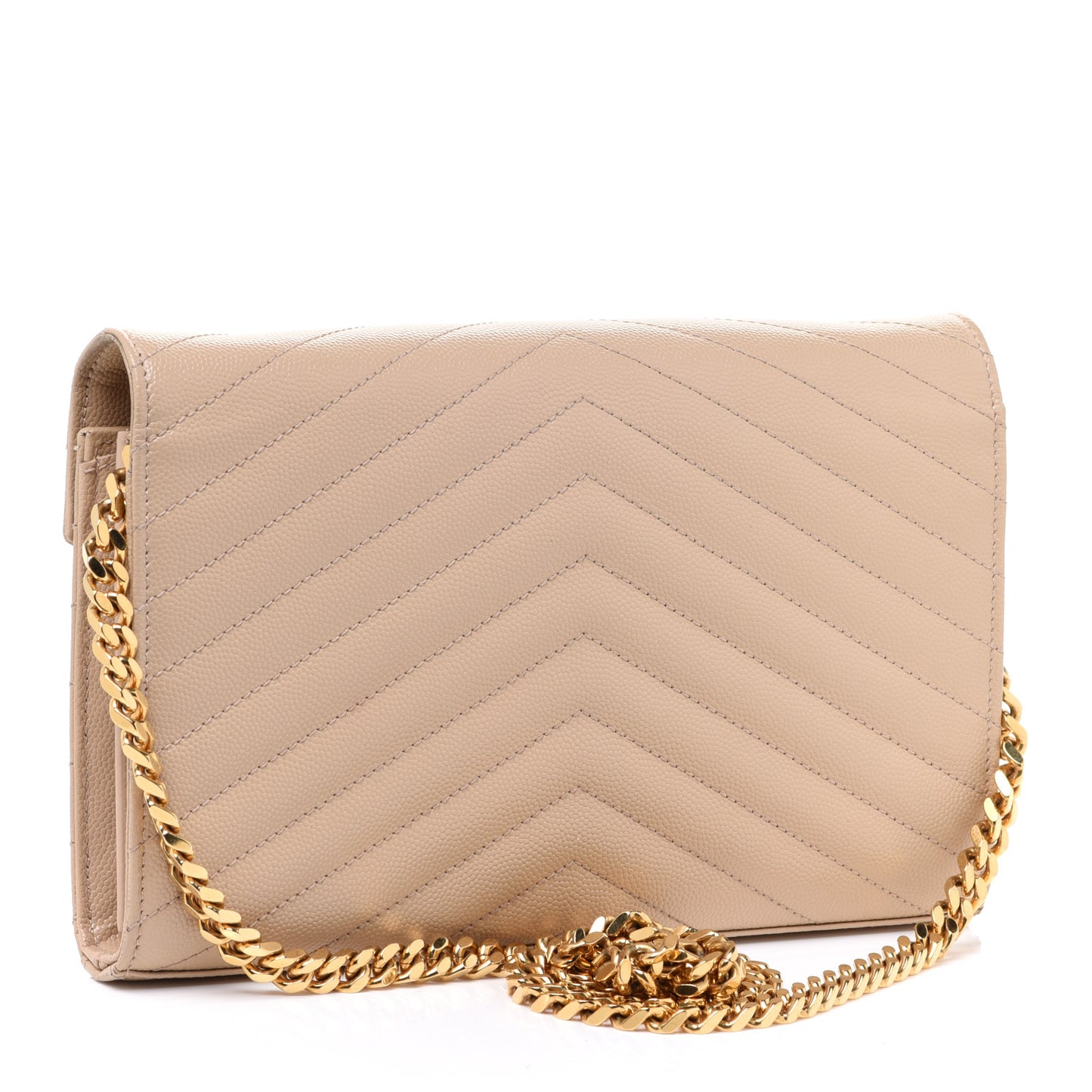 Grain De Poudre Matelasse Chevron Monogram Chain Wallet Nude Powder