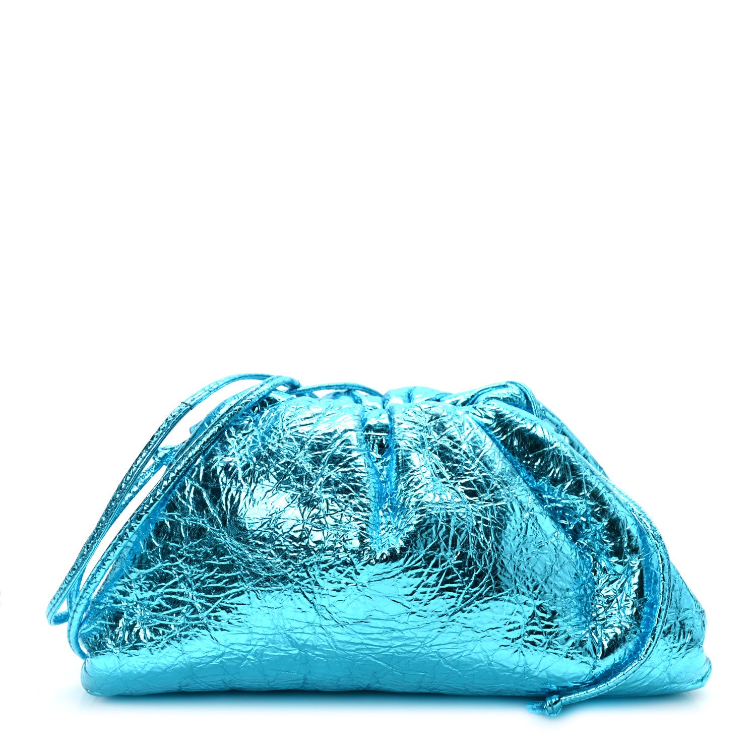 Bottega Veneta Metallic Crushed Calfskin The Mini Pouch Sky Blue 1 of 9