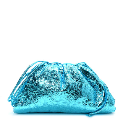 Bottega Veneta Metallic Crushed Calfskin The Mini Pouch Sky Blue 1 of 9