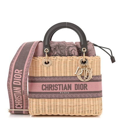 Christian Dior Wicker Oblique Medium Lady Dior Bag Pink Grey 1 of 9