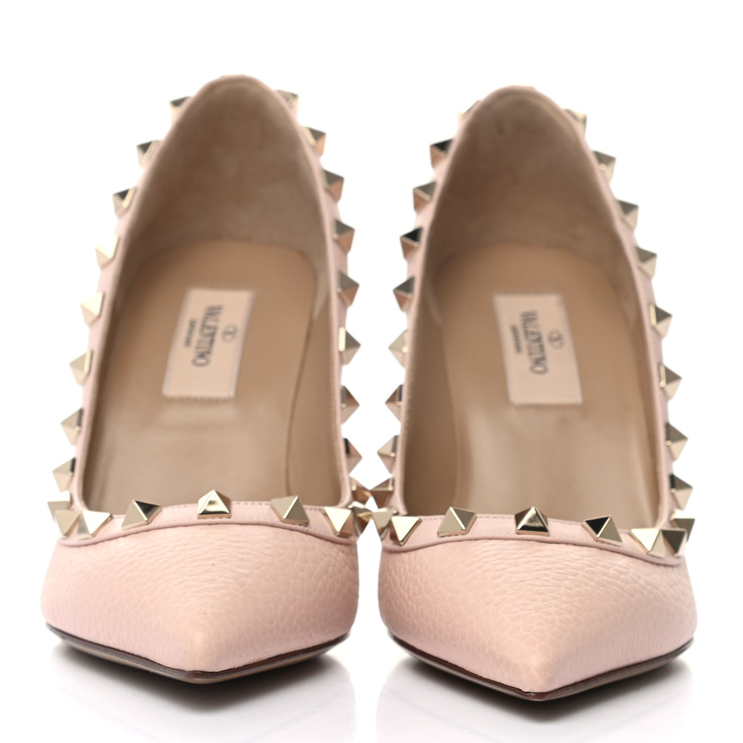 Pebbled Calfskin Rockstud 85mm Pumps 35.5 Rose Quartz