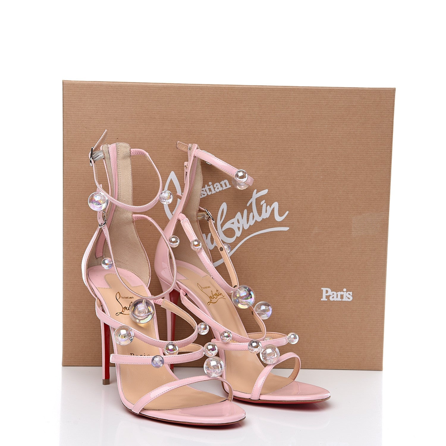 Christian Louboutin Patent Atonana 100 Sandals 38.5 Pompadour Clear 8 of 8