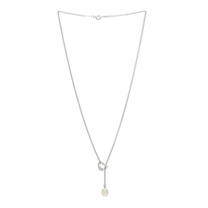 Tiffany Sterling Silver Pearl 7.5-8mm Elsa Peretti Open Heart Lariat Necklace 2 of 4