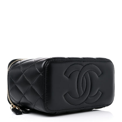 Chanel Lambskin Quilted Metal Small Top Handle Vanity Case With Chain Black 4 of 11