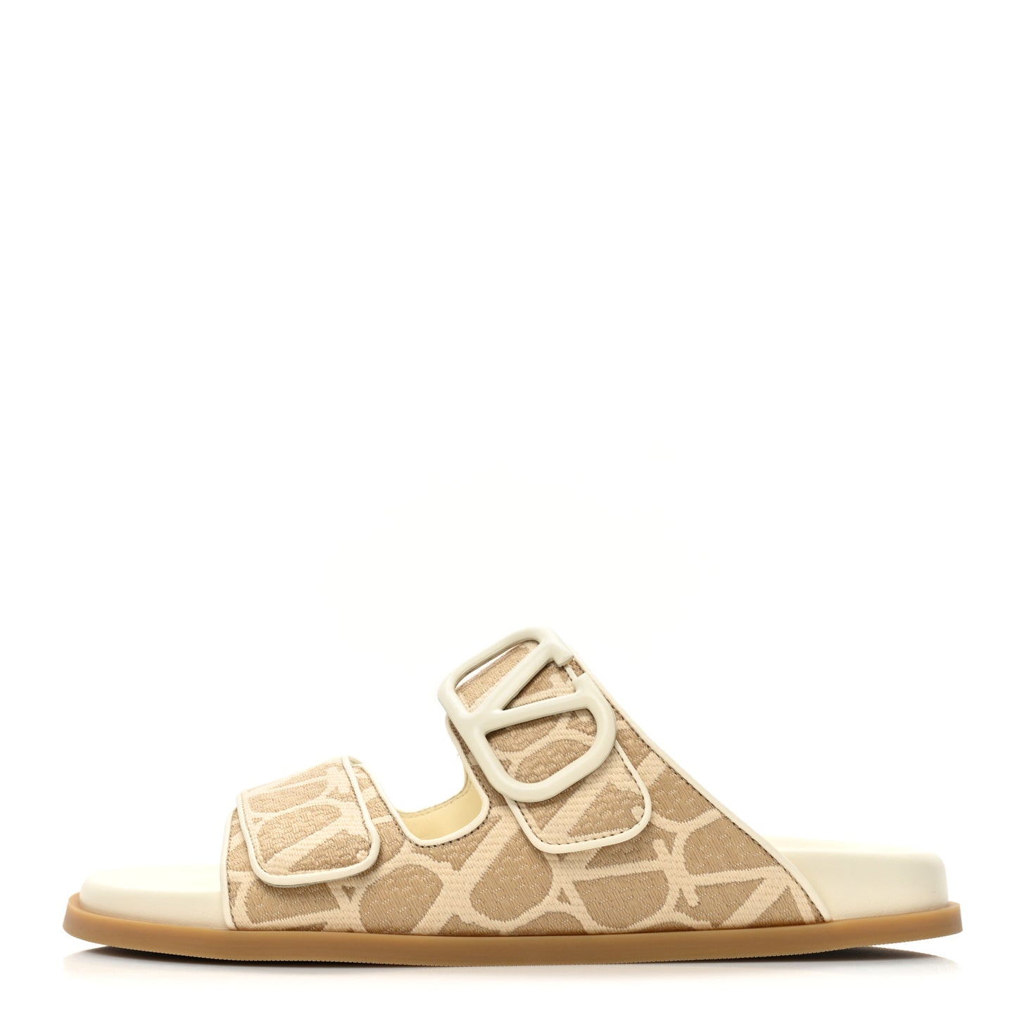 Raffia Toile Iconographe Vlogo Double Strap Slide Sandals 39.5 Natural Ivory