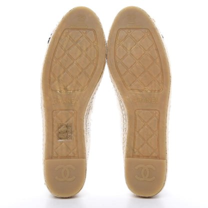 Chanel Tweed CC Espadrilles 39 Ecru White Blue Black 5 of 11