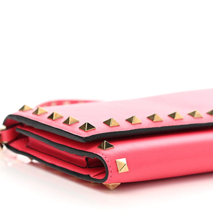 Valentino Garavani Vitello Rockstud Wallet On Strap Deep Rose 10 of 11