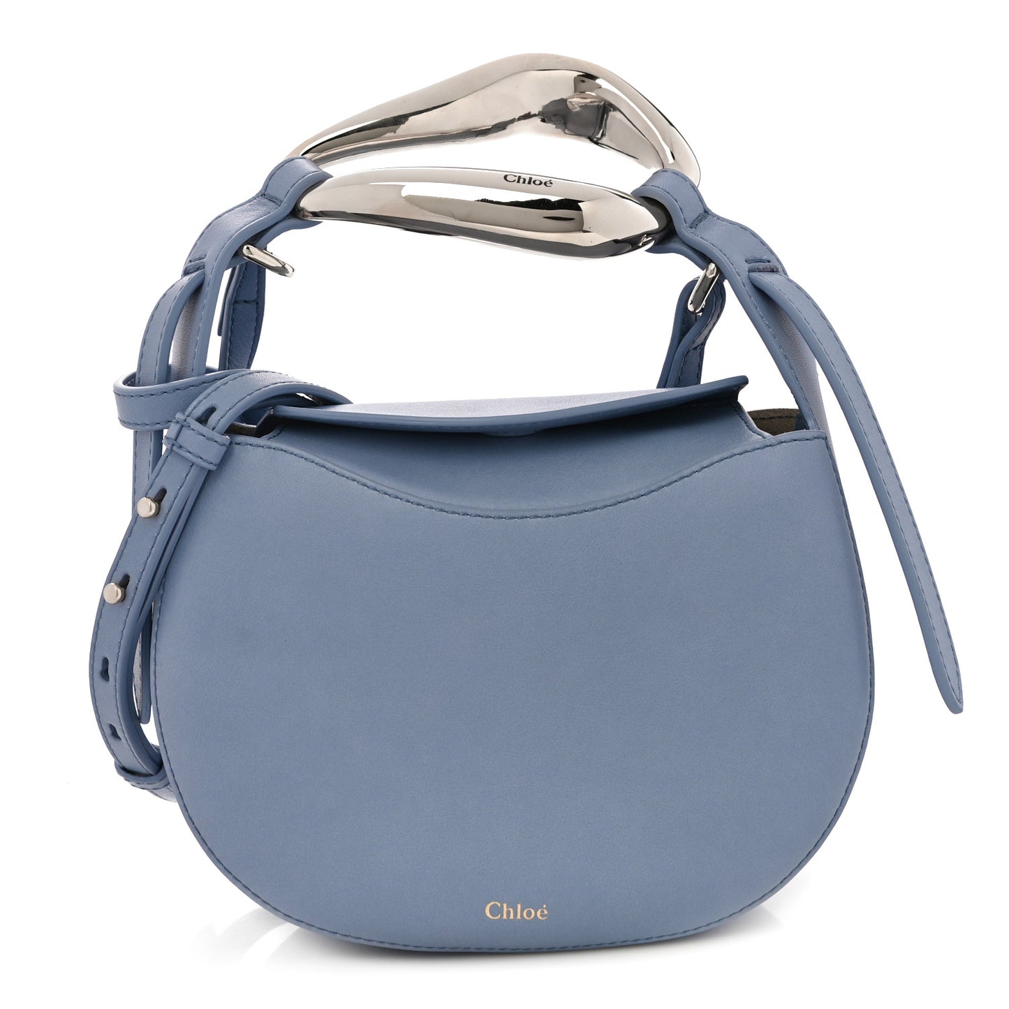 Small Grain Calfskin Kiss Bag Gentle Blue