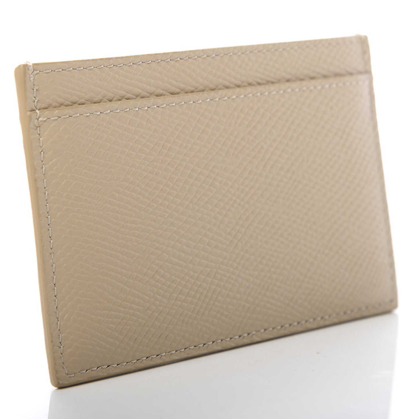 Grained Calfskin Card Holder Light Taupe