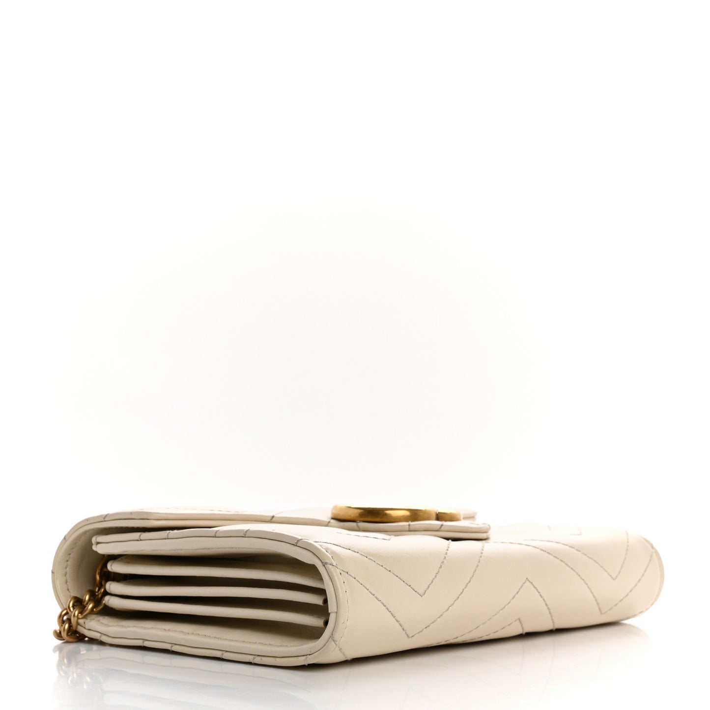 Calfskin Matelasse Mini GG Marmont Chain Wallet Mystic White