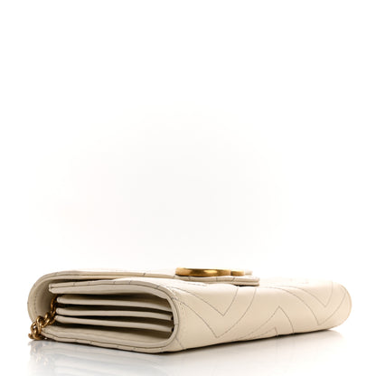 Gucci Calfskin Matelasse Mini GG Marmont Chain Wallet Mystic White 4 of 12