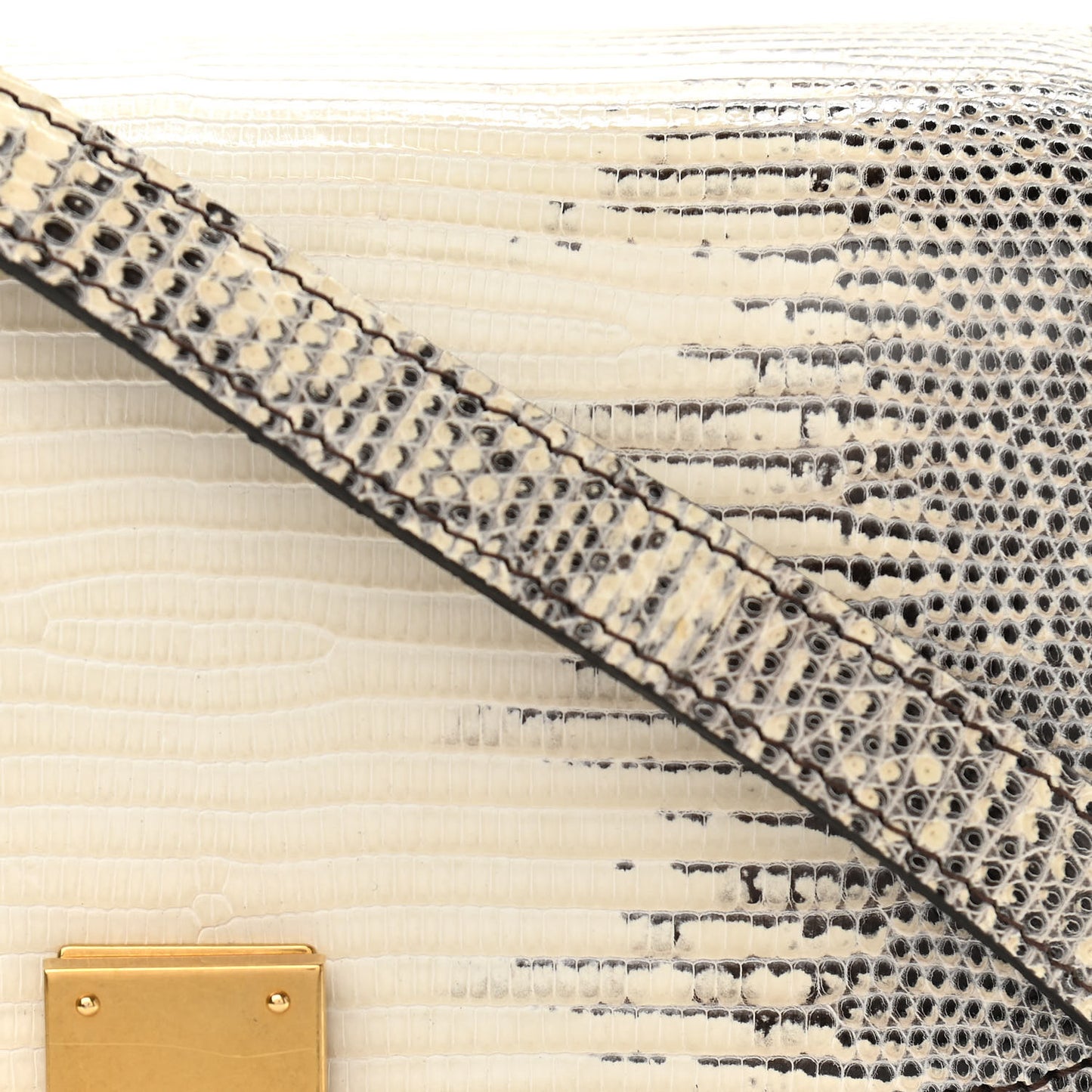 Lizard Small Classic Box Flap Bag Natural