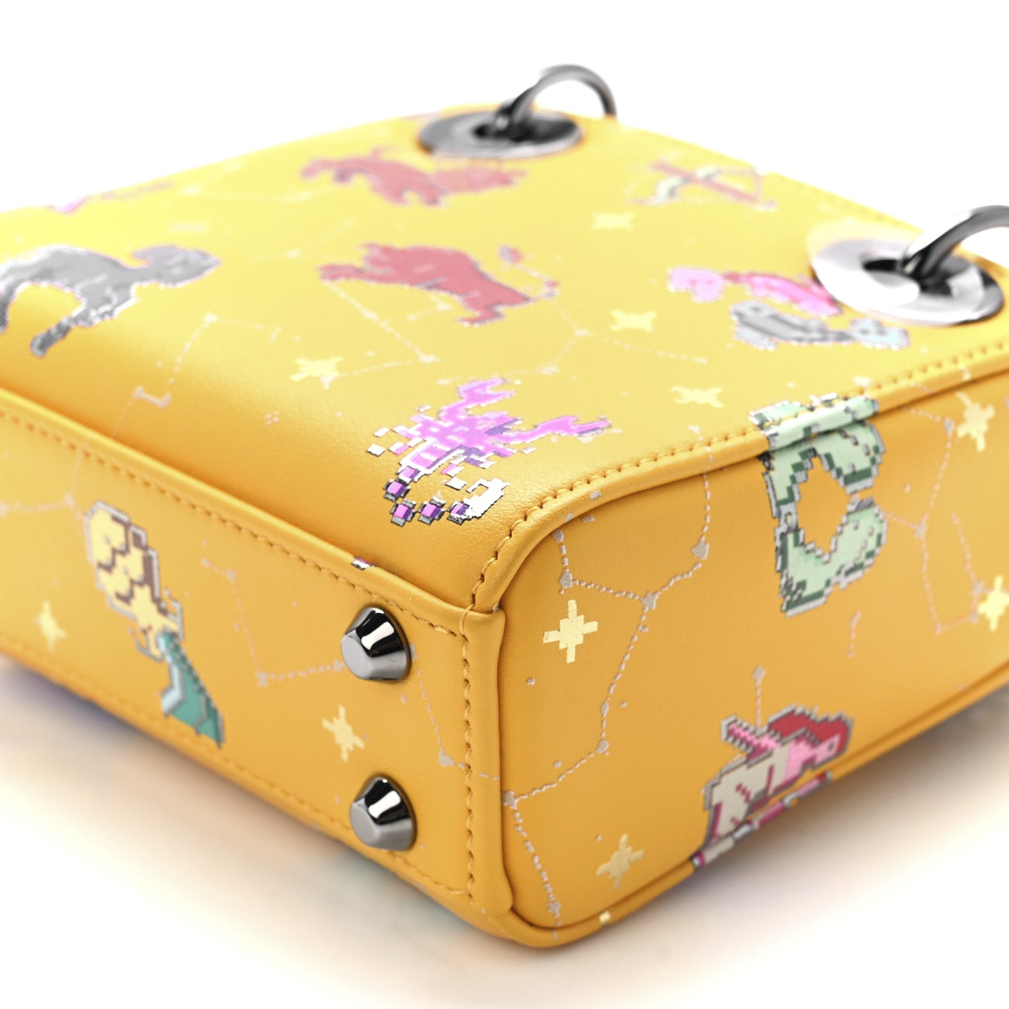Calfskin Pixel Zodiac Micro Lady Dior Yellow Multicolor