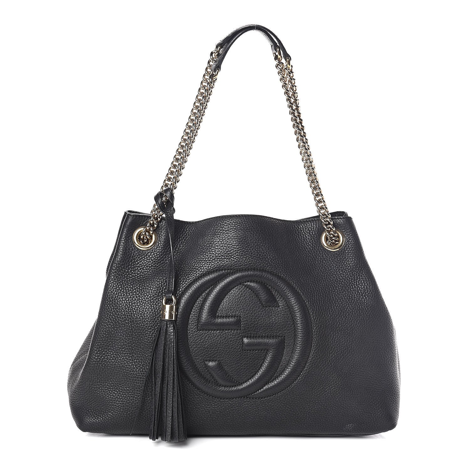 Gucci Pebbled Calfskin Medium Soho Chain Shoulder Bag Black 1 of 10