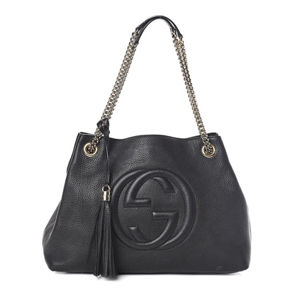 Gucci Pebbled Calfskin Medium Soho Chain Shoulder Bag Black 1 of 10