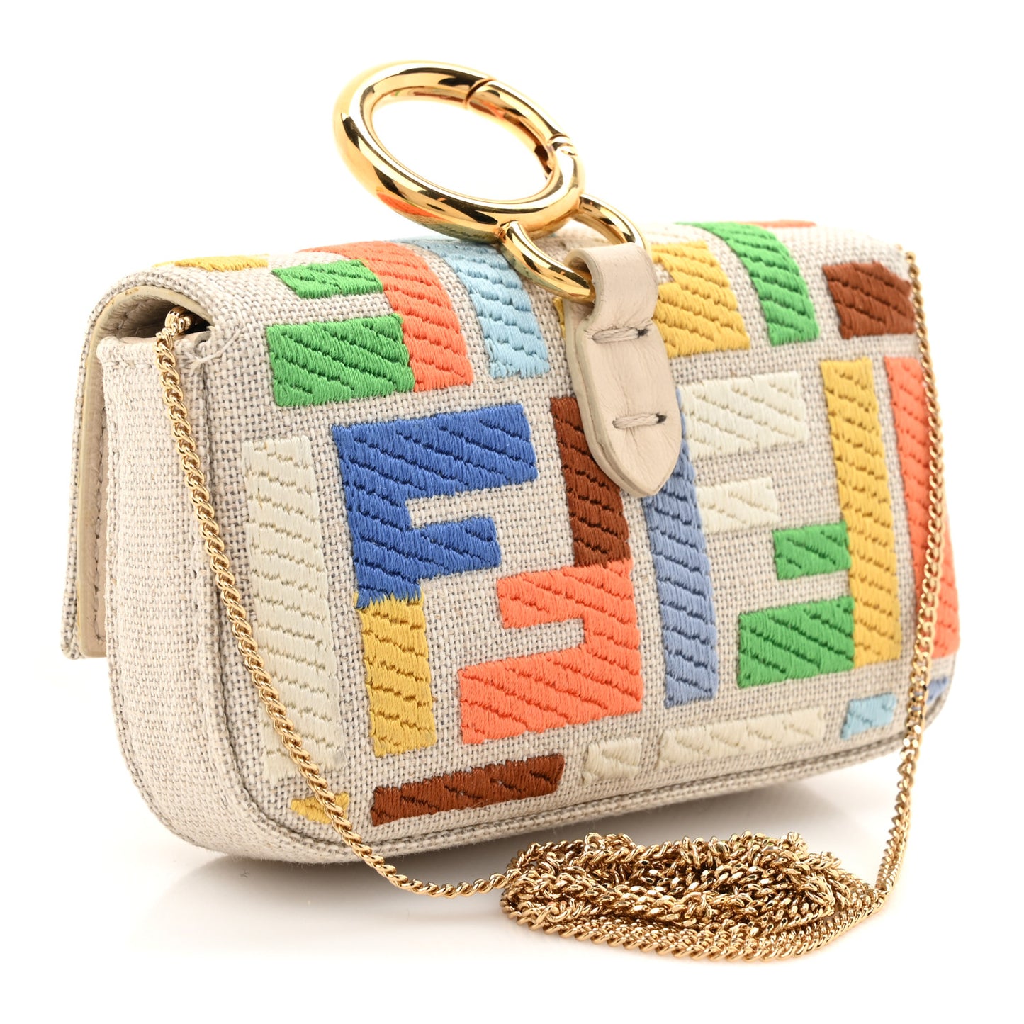 Kuban Canvas FF Embroidered Nano Baguette Charm Grezzo Multicolor