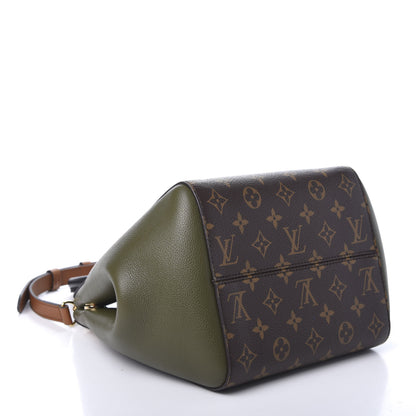 Louis Vuitton Calfskin Monogram Fold Tote MM Black Khaki Cream 6 of 17