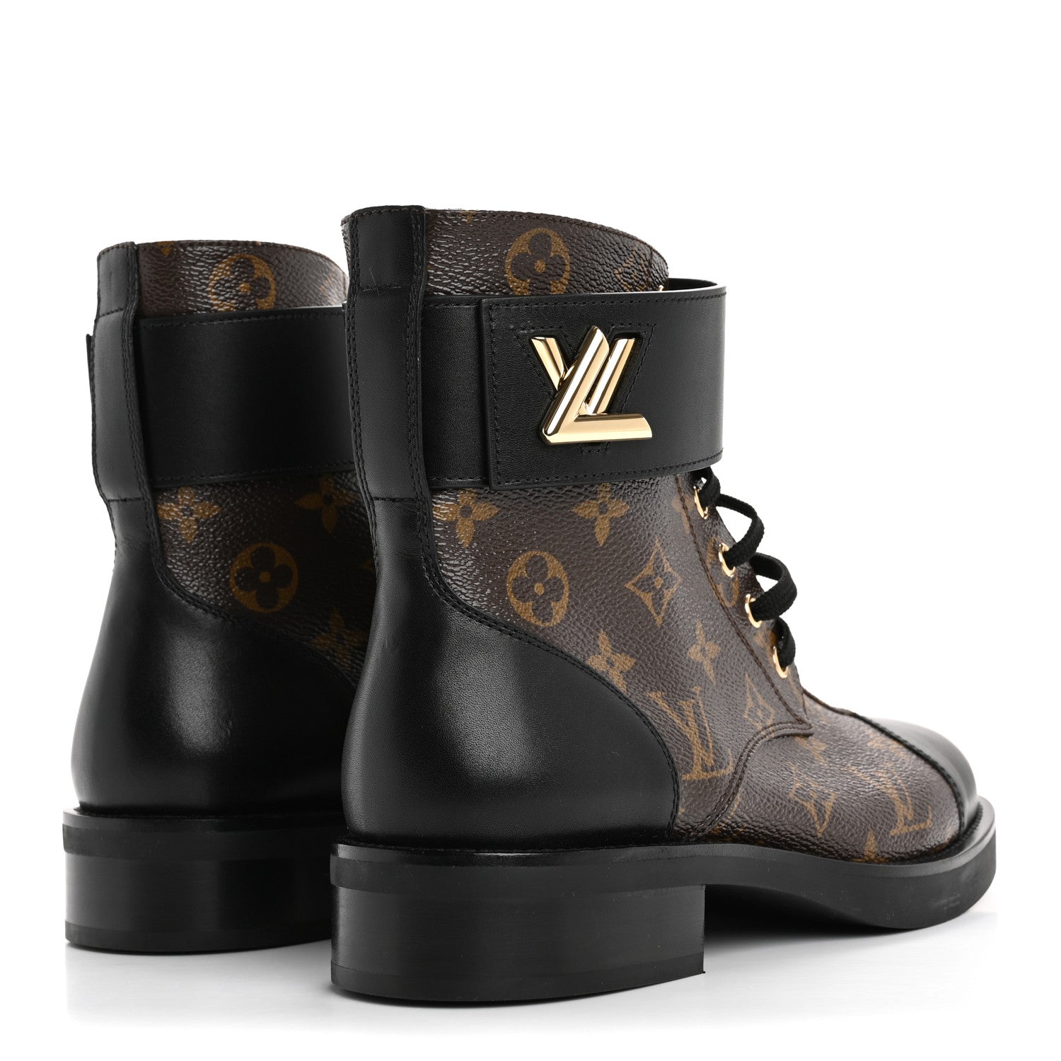 Louis Vuitton Calfskin Monogram Wonderland Flat Ranger Boots 38.5 Black 5 of 11