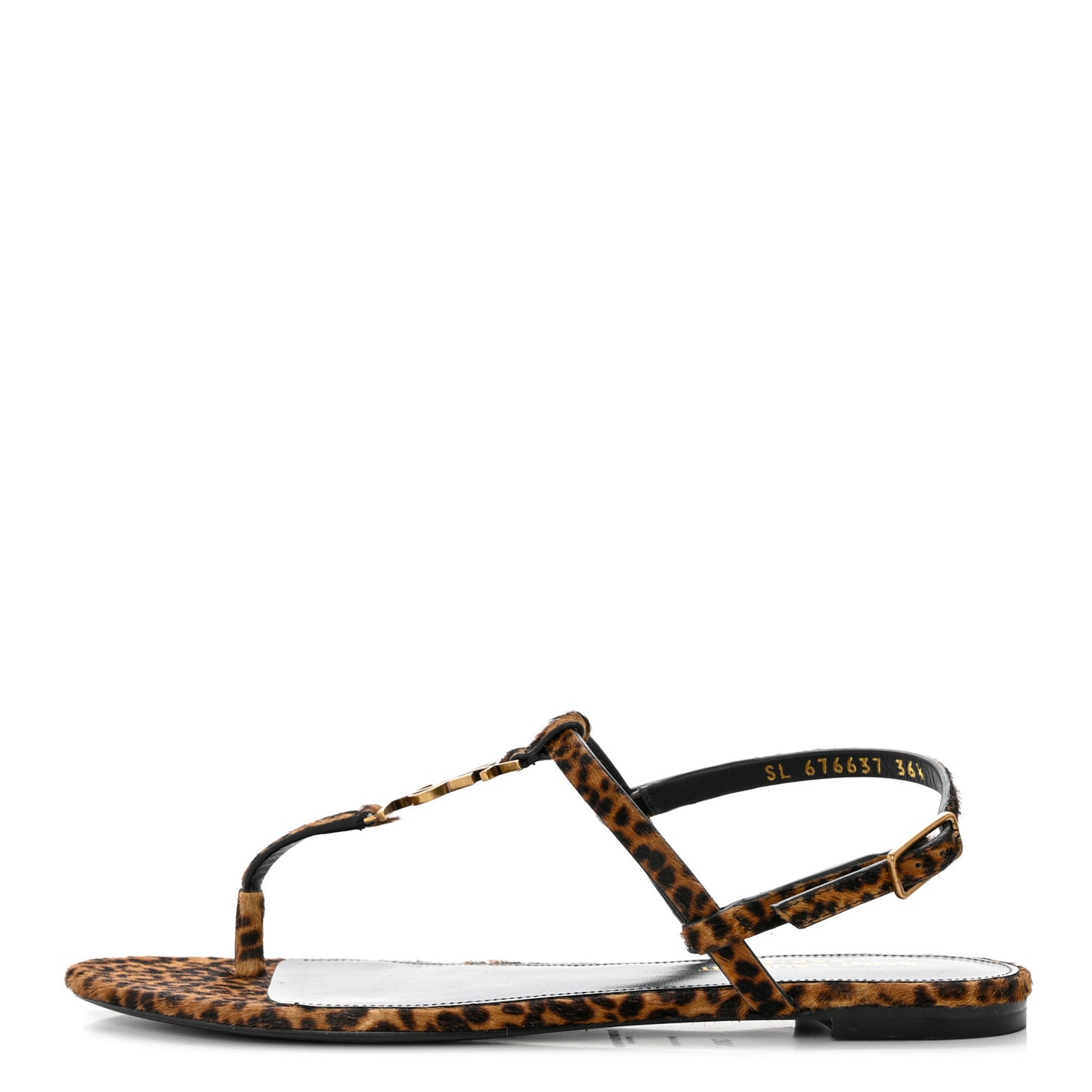 Pony Hair Leopard Print Cassandra Monogram Sandals 36.5 Naturale