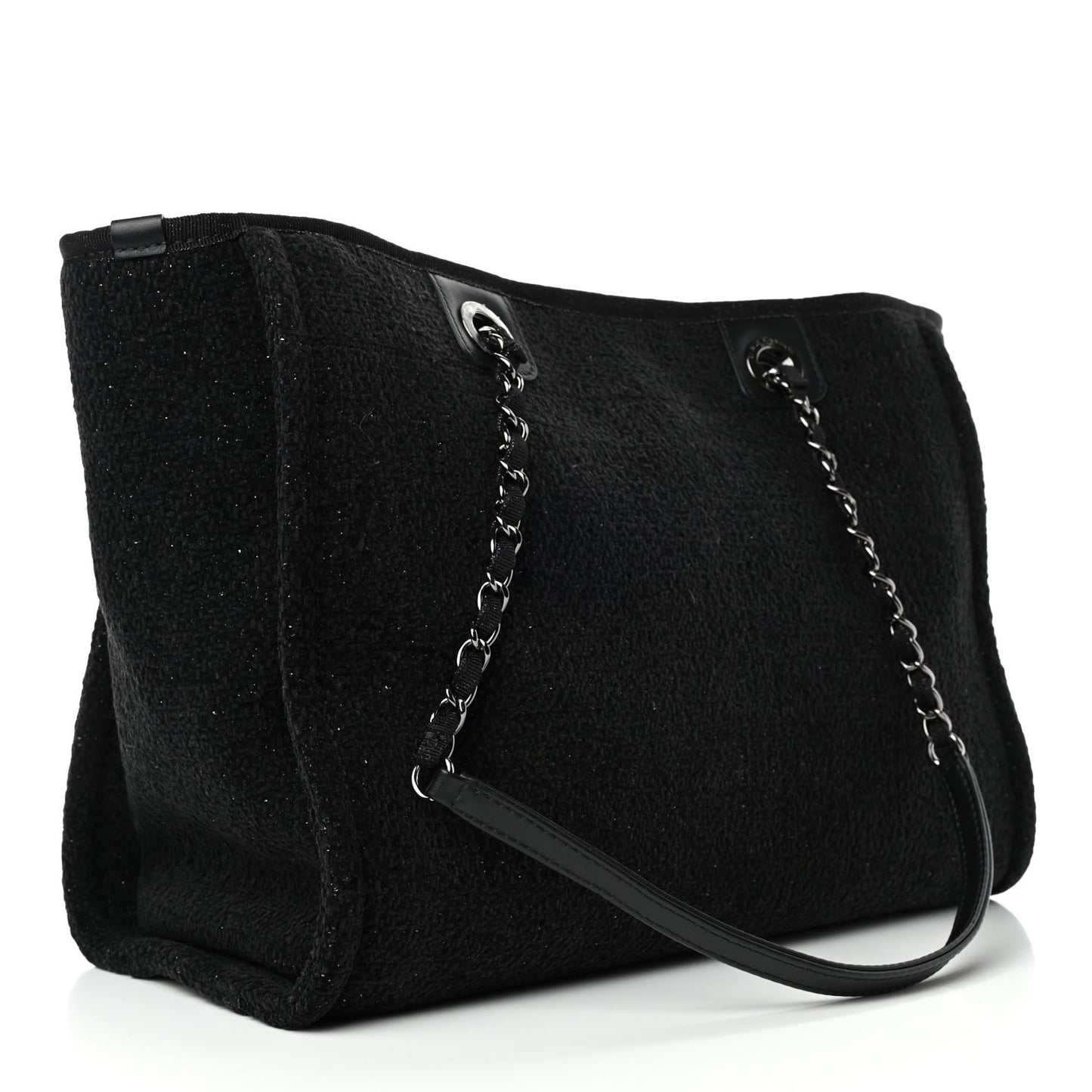 Lurex Canvas Small Deauville Tote Black